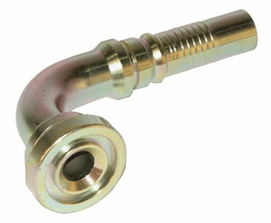 Pièces agricoles - Hydraulique - Raccord à sertir a bride 4SH-DN25+Bride Ø 44,5 mm-90°
