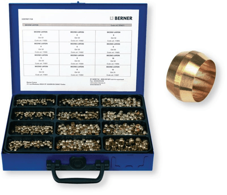 Boulonnerie, quincaillerie - Meubles, rangements - Coffret F 38 bicônes laiton - 600 pcs (par 1)