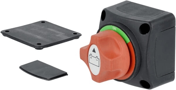 Pièces agricoles - Electricité - Coupe-batterie carré, noir, M10, 12/24V, 300A/1000A (5sec), IP54