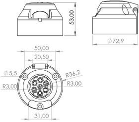 Pièces agricoles - Electricité - Prise de remorque 7 pôles, plastique, 12V, bornes à vis