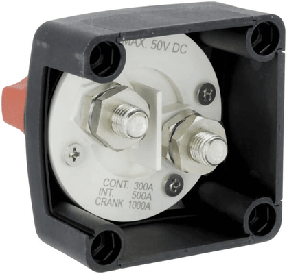 Pièces agricoles - Electricité - Coupe-batterie carré, noir, M10, 12/24V, 300A/1000A (5sec), IP54