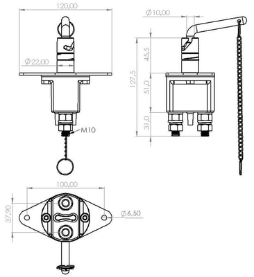 Pièces agricoles - Electricité - Coupe batterie 12/24V, 250A/2500A (5sec), IP66