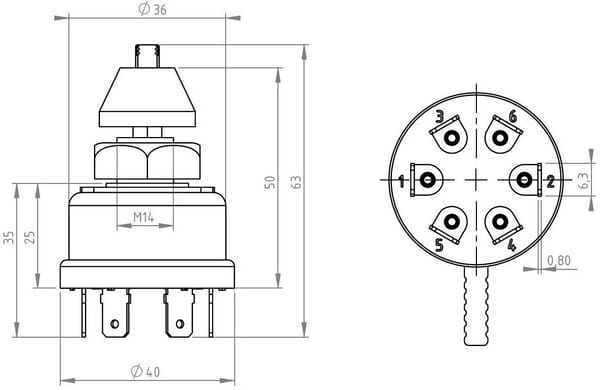 Pièces agricoles - Electricité - Commutateur rotatif de clignotants 12/24V, 3 positions