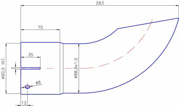 Pièces agricoles - Moteurs pièce adaptable - Embout d'échappement ø90mm