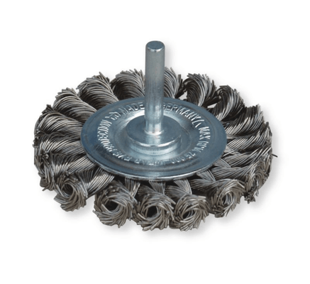 Outils - Outils divers - Brosse rotative fils inox torsadés Ø 75mm tige de 6mm, vitesse rotation 20000 trs/min. (par 1)