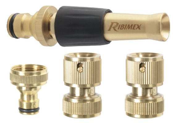 Arrosage - Terminaux - KIT LANCE ARROSAGE LAITON 2 RACCORDS 15MM + NEZ ROBINET