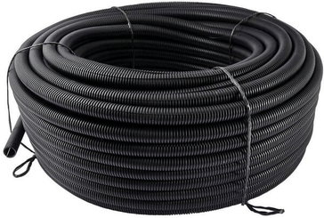 Pièces agricoles - Electricité - Tube de protection 11mm 100m flexible ondulé, ouvert, noir