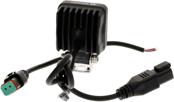 Pièces agricoles - Eclairage - Phare de travail LED, 12W, 1200lm, carrée, 12/24V, blanche, 53,7x75,5x32,3mm prise Deutsch, faisceau large, 8LED