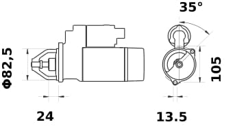 Pièces agricoles - Eclairage - Démarreur 12V 2,7kW 13 dents CW, Mahle