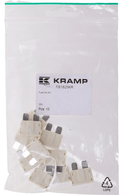 Pièces agricoles - Electricité - Fusible à lame standard 80V 25A blanc paquet de 10x Kramp