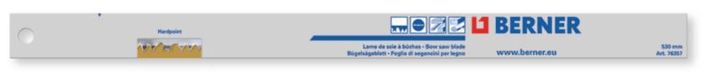 Lame scie à bûche longueur 530 mm, à denture américaine trempée ne nécessitant pas de réaffutage. (par 1)
