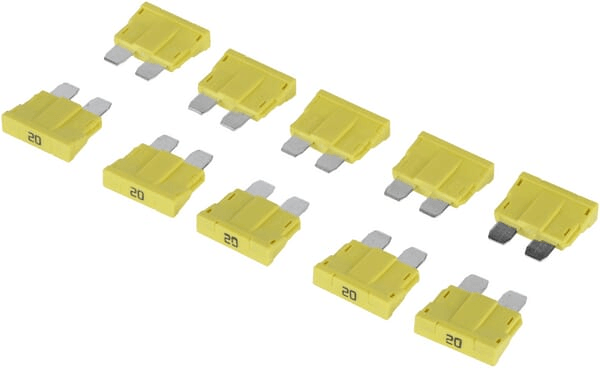 Pièces agricoles - Electricité - Fusible à lame standard 80V 20A jaune paquet de 10x Kramp