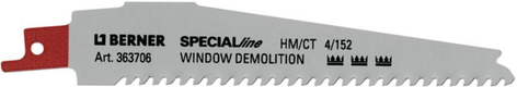 Lame de scie sabre tungstène spéciale fenêtre 152 mm (par 1)