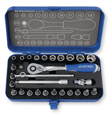 Boulonnerie, quincaillerie - Meubles, rangements - Coffret métal cliquet Must 1/4 30 pcs (par 1)