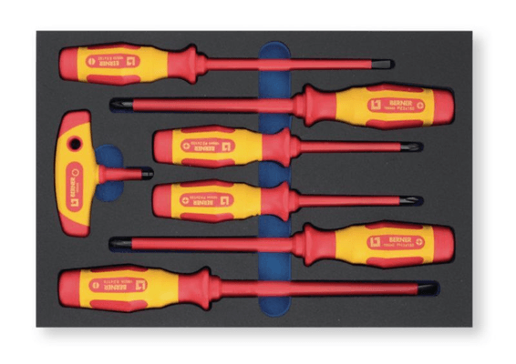 Boulonnerie, quincaillerie - Meubles, rangements - Module rangement 6 tournevis isolés VDE Force fente - PH - PZ + poignée (par 1)