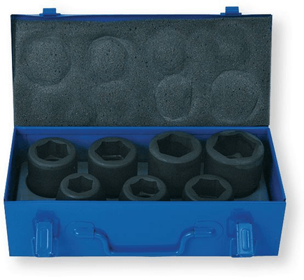 Boulonnerie, quincaillerie - Meubles, rangements - Coffret douilles impact 1" : 7 douilles 6 pans (24 - 27 - 30 - 32 - 33 - 36 - 41) (par 1)