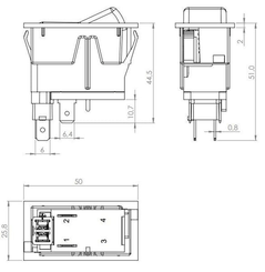 Pièces agricoles - Electricité - Interrupteur à bascule, (I)-0, off-mom, 12V, 2 broches, lave-glace