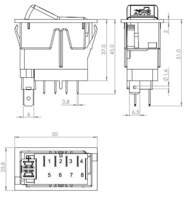 Pièces agricoles - Electricité - Interrupteur à bascule, (I)-0-(II), maman sur maman, 12 V, 4 broches, options de traction avant