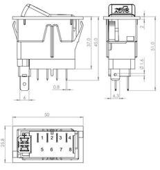 Pièces agricoles - Electricité - Interrupteur à bascule, (I)-0-(II), maman sur maman, 12 V, 4 broches, options de traction avant