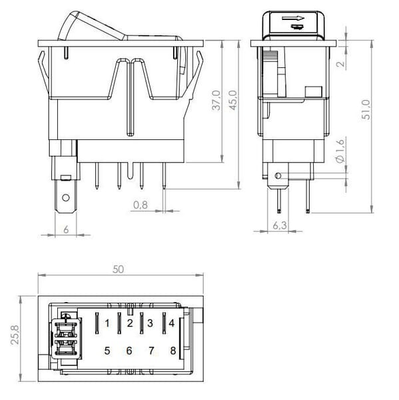 Pièces agricoles - Electricité - Interrupteur à bascule, (I)-0-(II), maman sur maman, 12V, 4 broches, à bascule