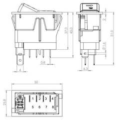 Pièces agricoles - Electricité - Interrupteur à bascule, (I)-0-(II), maman sur maman, 12V, 4 broches, à bascule