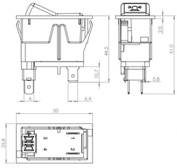 Pièces agricoles - Electricité - Interrupteur à bascule, I-0, off-on, 12V, 2 broches, gyrophare