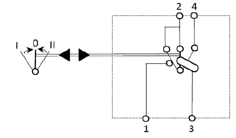 Pièces agricoles - Electricité - Interrupteur à bascule, (I)-0-(II), maman sur maman, 12V, 4 broches, à bascule