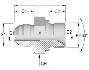 Pièces agricoles - Hydraulique - Adaptateur 1 5/8 JIC 1 BSP