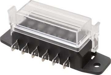 Pièces agricoles - Electricité - Boîte à fusibles borne plate à 6 broches, max. 32V 15A (ATO/ATC), 12x6,3mm