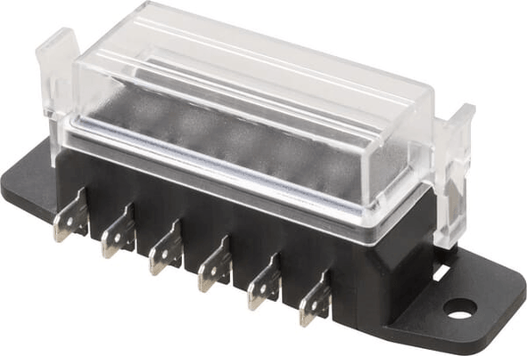 Pièces agricoles - Electricité - Boîte à fusibles borne plate à 6 broches, max. 32V 15A (ATO/ATC), 12x6,3mm
