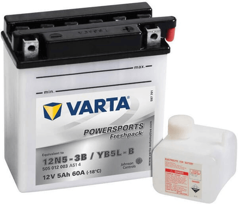 Pièces agricoles - Eclairage - Batterie 12V 5Ah 60A Sports motorisés Freshpack VARTA