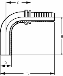 Pièces agricoles - Hydraulique - Raccord lisse DN08-8L 90°