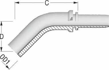Pièces agricoles - Hydraulique - Raccord lisse DN06-6L 45°