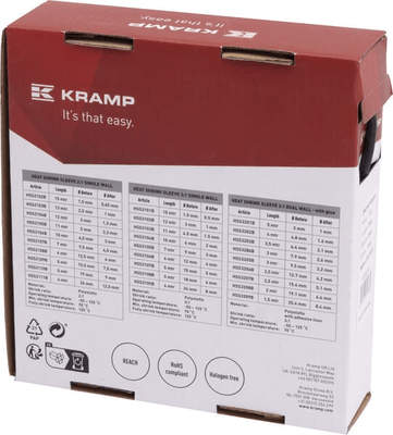 Pièces agricoles - Electricité - Gaine thermorétractable 3/1, 3:1, 5 m, double paroi, avec colle