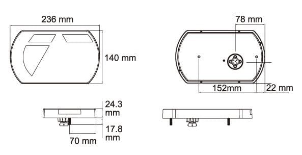 Pièces agricoles - Eclairage - Feu arrière gauche multifonction à LED, 12 V, 236x140x24,3 mm, Baïonnette 5 broches, Kramp