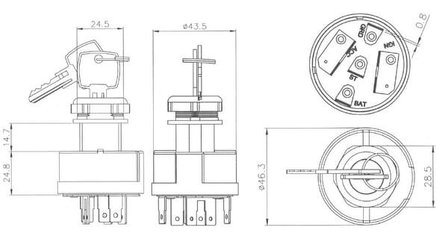 Pièces agricoles - Electricité - Interrupteur d'allumage P-0-1-2, Pneutron