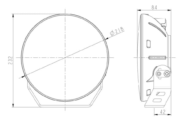 Pièces agricoles - Eclairage - Phare LED, 120 W, rond, 9-36 V, Ø218 mm, double éclairage de stationnement