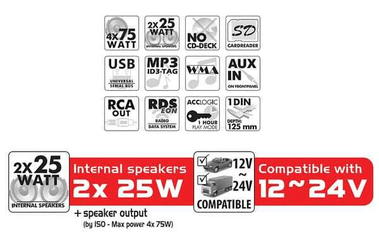 Pièces agricoles - Eclairage - Radio RMD 213 12/24 V Haut-parleurs
