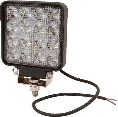 Pièces agricoles - Eclairage - Phare de travail LED, 27 W, 3000 lm, carrée, blanche, 10/30 V, 100x100x81 mm, prise Deutsch, Wide flood, 9 LED Kramp