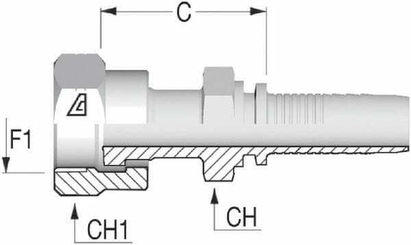 Pièces agricoles - Hydraulique - Embout F NS-DN25-1.11/16ORFS