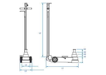 Outils - Outils divers - Cric hydropneumatique 2 étages pour bus/camions grande taille 50/25T