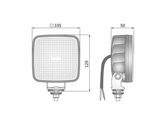 Pièces agricoles - Eclairage - Feu de travail LED avec interrupteur, R23, 22 W, 1600 lm, carré, 12-24 V, 105x105x50 mm, faisceau large, Wesem