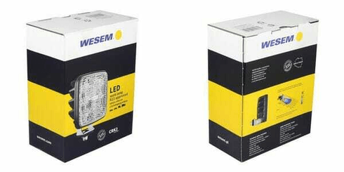 Pièces agricoles - Eclairage - Feu de travail LED avec interrupteur, R23, 22 W, 1600 lm, carré, 12-24 V, 105x105x50 mm, faisceau large, Wesem