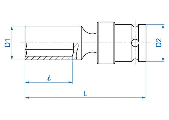 Outils - Outils divers - Douille longue choc 1/2 à cardan 19mm