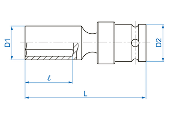 Outils - Outils divers - Douille longue choc 1/2 à cardan 19mm