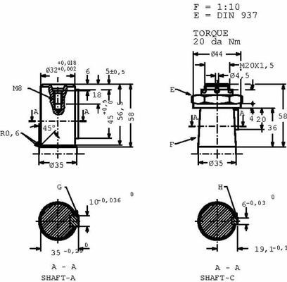 Pièces agricoles - Hydraulique - Moteur Orbit Cardan Ø35, Coniq