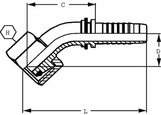 Pièces agricoles - Hydraulique - Raccord DN06-M20x150-12S 45°