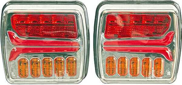 Pièces agricoles - Eclairage - Jeu de lumières LED, 12-24V, boulonné à l'arrière, câble de 7,5m, Kramp
