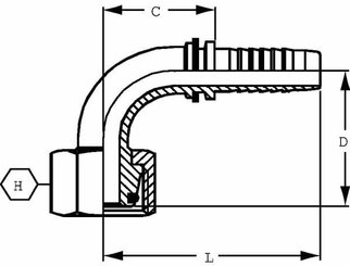 Pièces agricoles - Hydraulique - Raccord DN08-M14x150-8L 90°