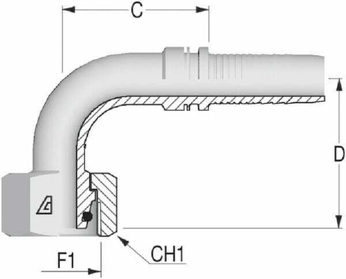 Pièces agricoles - Hydraulique - Raccord DN25-M36x200-28L 90°